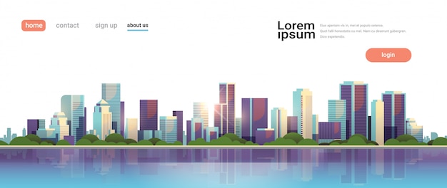 big modern city skyscraper panoramic view 