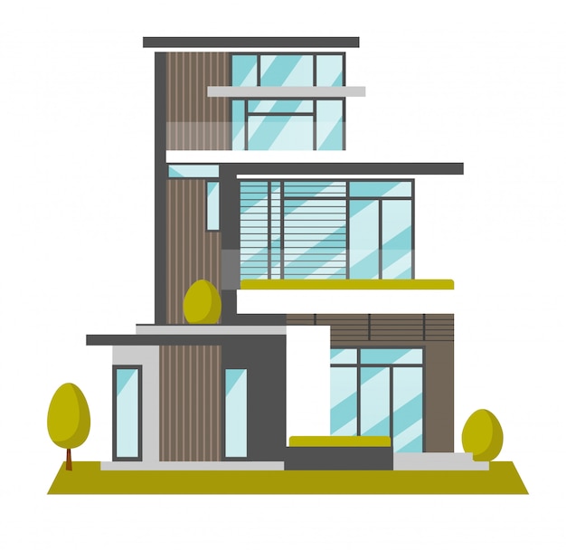 Vector big modern house cartoon