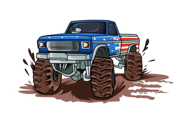 The big monster off road car vector hand drawing vector