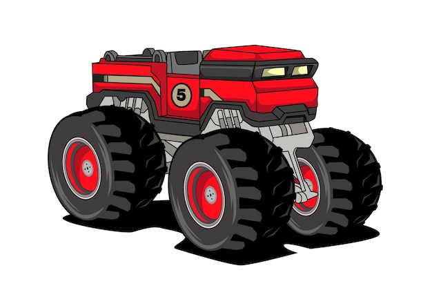 Big monster truck tractor illustration hand drawing