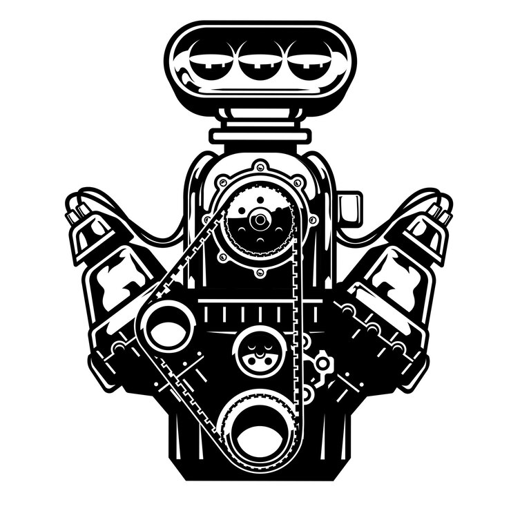 Vector big muscle car engine