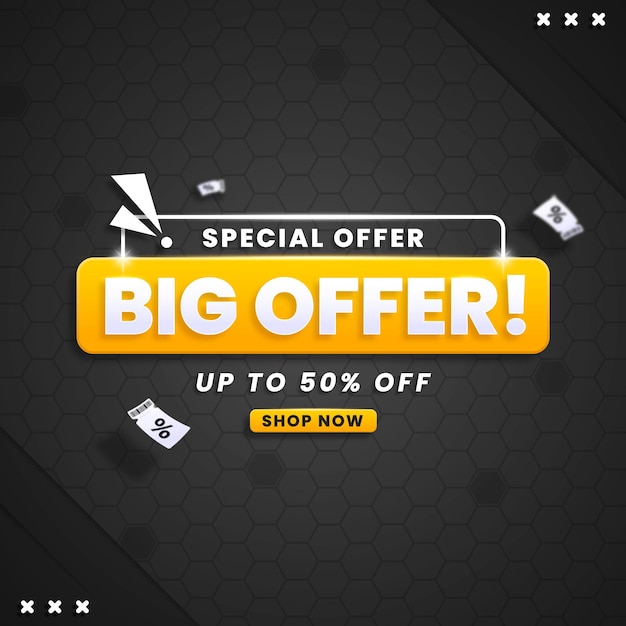 big offer banner design template with discount