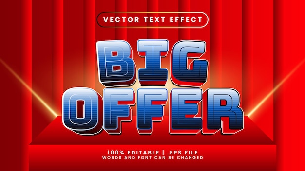 Big offer discount blue and red 3d editable text effect template style