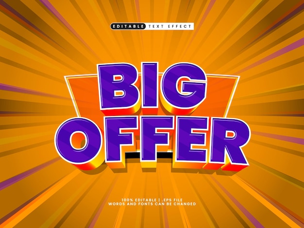 big offer editable text effect