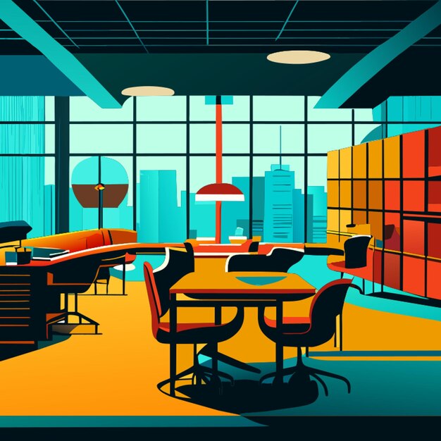 Vector big office for 20 persons no bg vector illustration cartoon