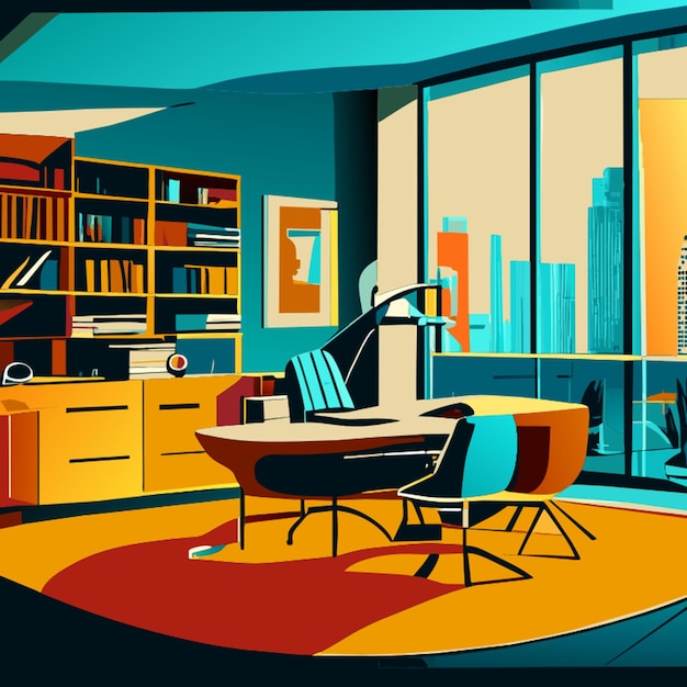 Big office for 20 persons no bg vector illustration cartoon