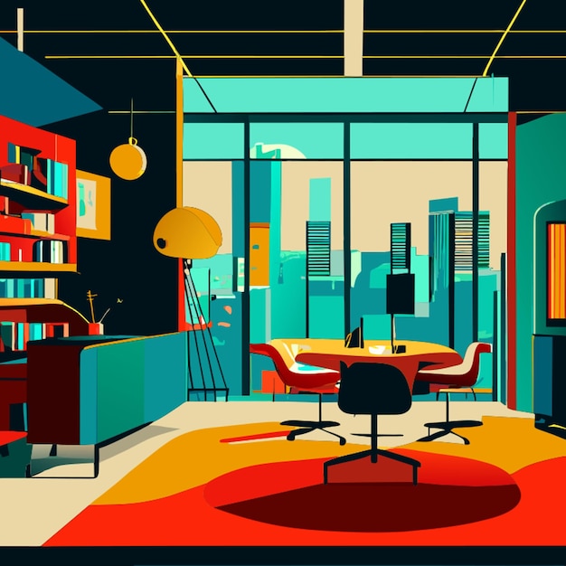 Vector big office for 20 persons no bg vector illustration cartoon