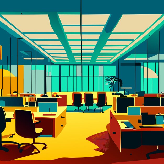 Vector big office for 20 persons no bg vector illustration cartoon