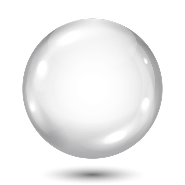 白い背景に影のある大きな不透明な灰色の球