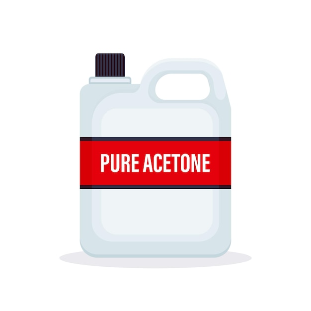 Vector big plastic bottle with pure acetone isolated on a white background