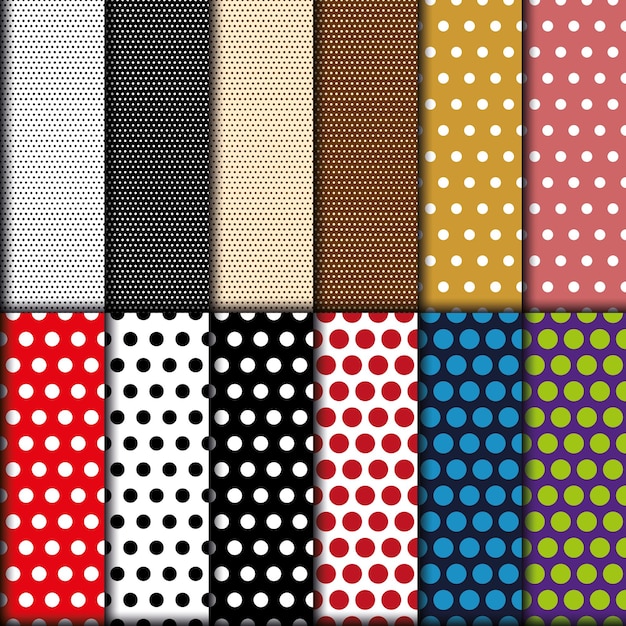 Big polka dot seamless patterns set collection abstract backgrounds with circles collection