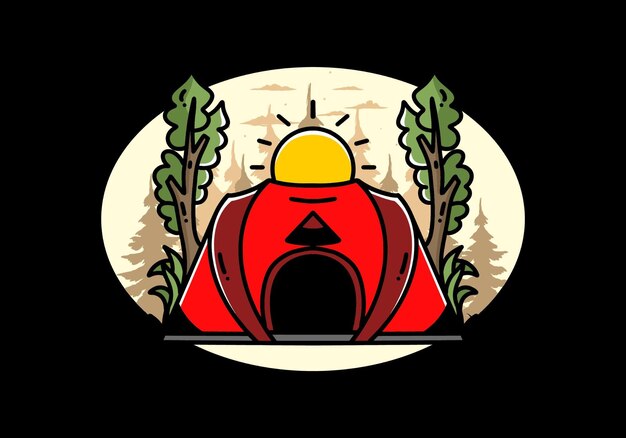 Vector big pop up tent for camping illustration badge design