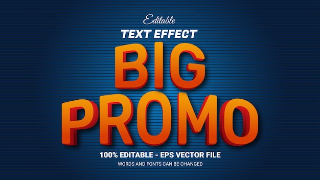 Vector big promo editable 3d text effect