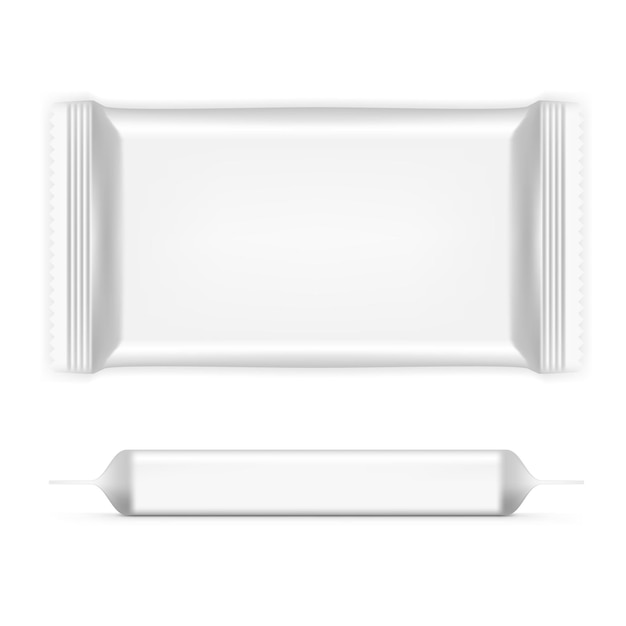 Vector big rectangular flow pack with shadows front and side view