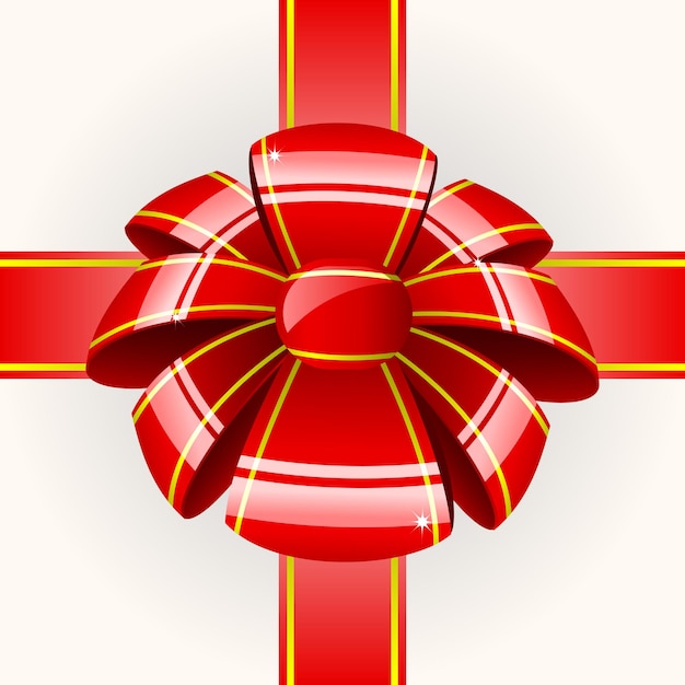 Vector big red bow with ribbon