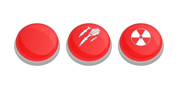 Premium Vector  Big red button nuclear strike control illustration