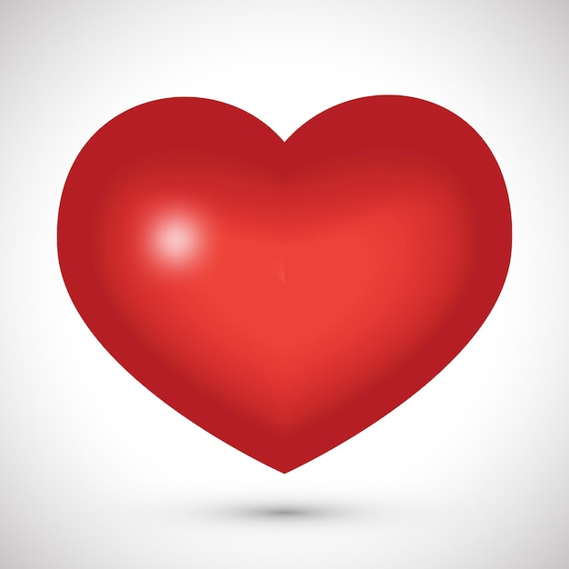 Большое красное сердце на белом фоне. символ любви. векторная иллюстрация.