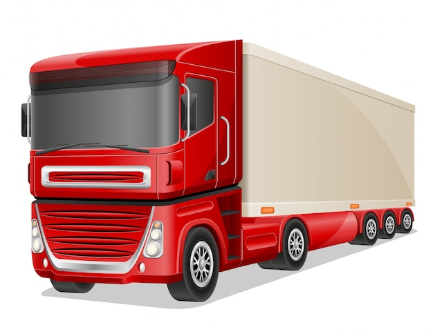 Vettore grande illustrazione vettoriale di camion rosso