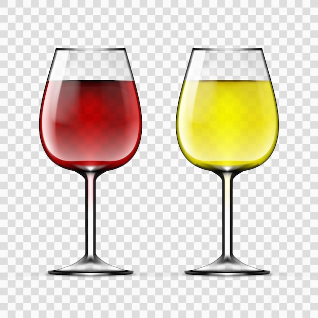 Vector big reds wine empty glass of red and white wine