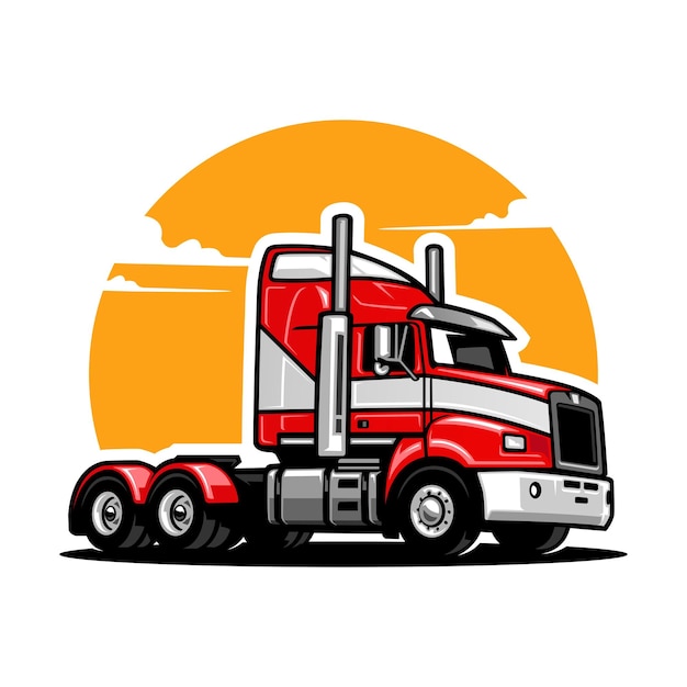 big rig truck illustration logo vector