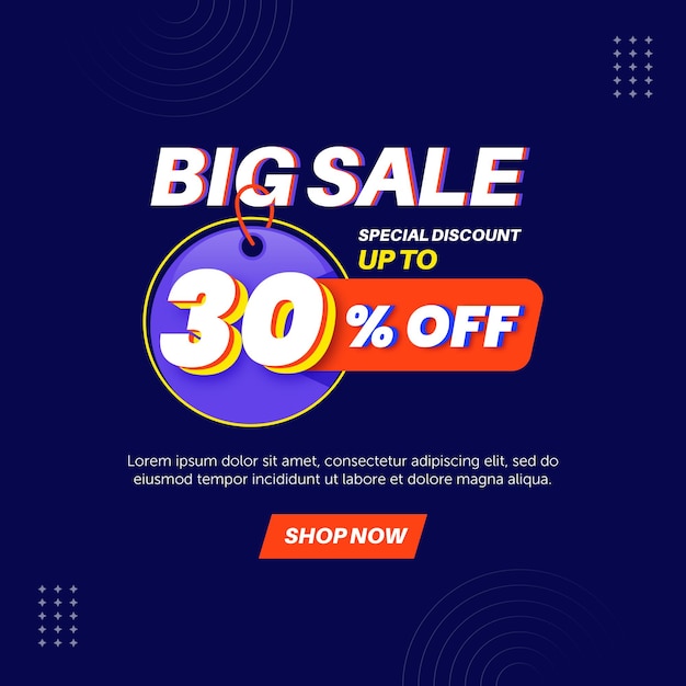 Big sale 30 percent. Number special discount sign template design