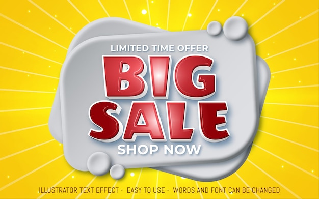 Big sale 3d editable promotion banner in yellow color