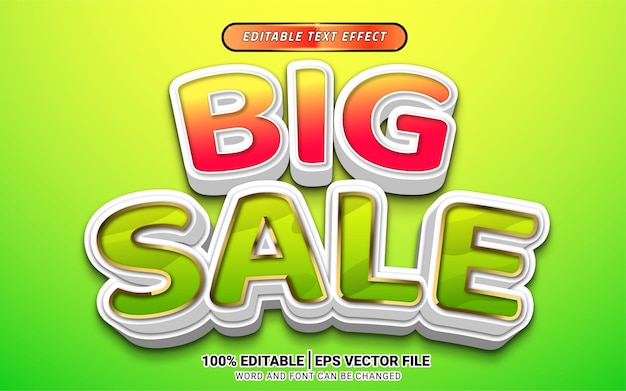 Big sale 3d happy colorful text effect vector template design