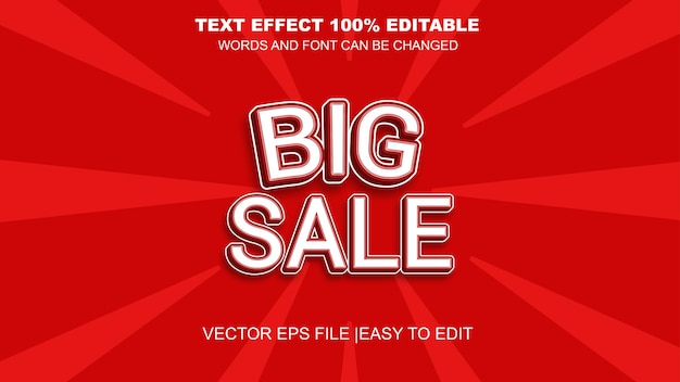 Большая распродажа 3D текстовый эффект редактируемый вектор eps