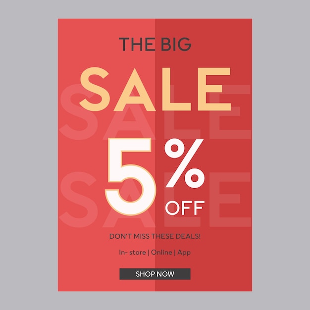 The big sale 5 percent off discount promotion poster