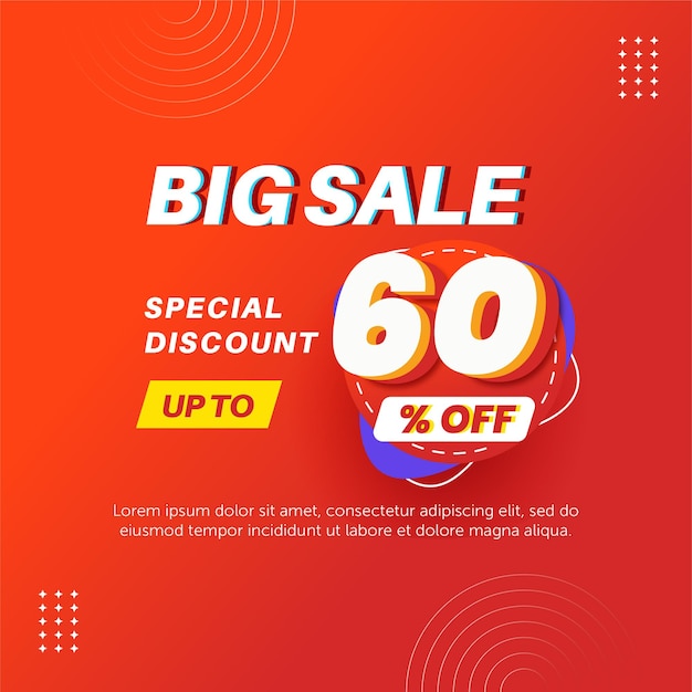 Big sale 60 percent. number special discount sign template design