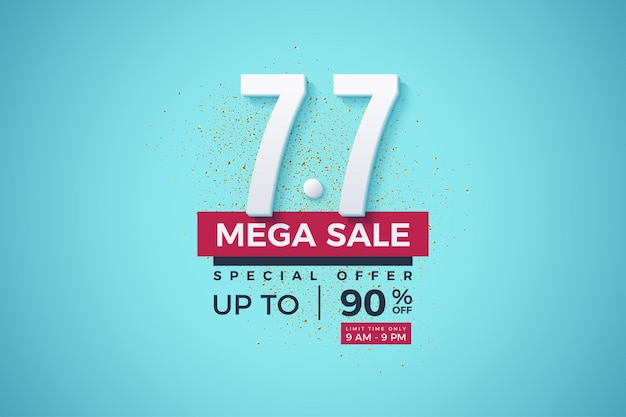 Vector big sale on 7 7 on navy blue background