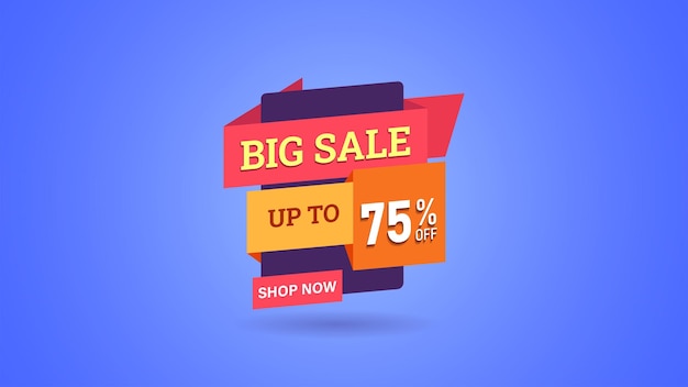 Big sale on abstract gradient background, up to 75 off. Discount promotion layout banner template