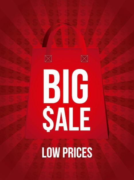 big sale announcement over red background vector