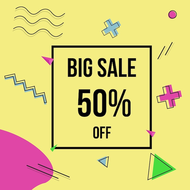 Big sale background vector memphis style template