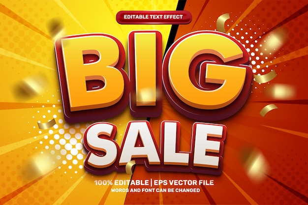 Big Sale-badge Vet 3D Bewerkbare tekst Effectstijl