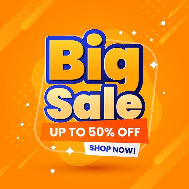 Big sale banner and background offer with editable text effects