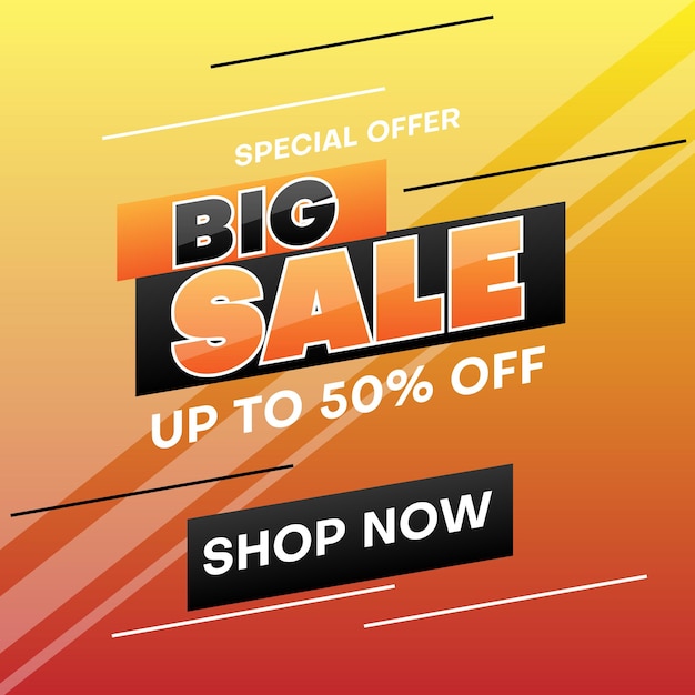 big sale banner background with orange and black color