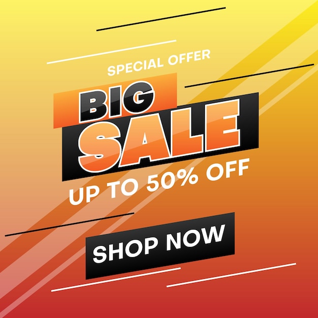 Vector big sale banner background with orange and black color