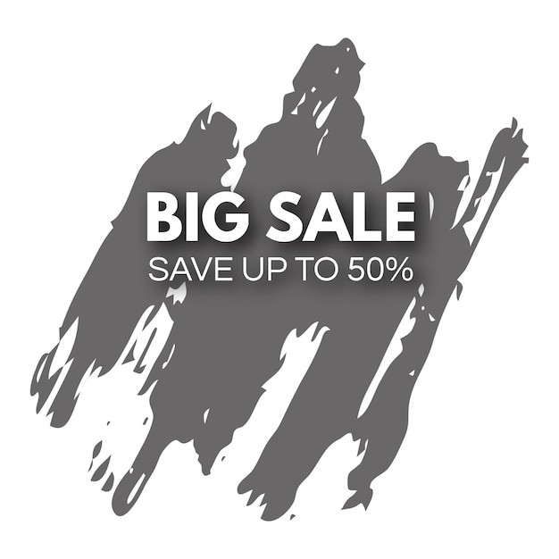Vector big sale banner on grey paint stain. shopping discount promotion text with shadow. vector illustration