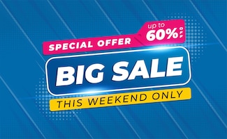 Big sale banner or poster  with blue colour