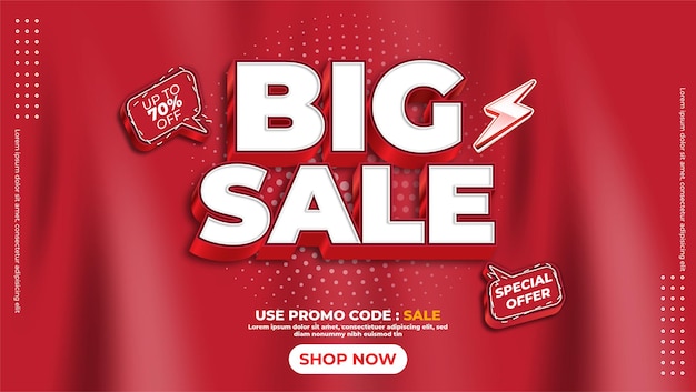 Vector big sale banner. sale 3d typography. advertising lettering.