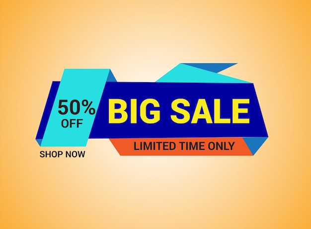 Vector big sale banner template design limited time only up to 50 off super sale limited time only