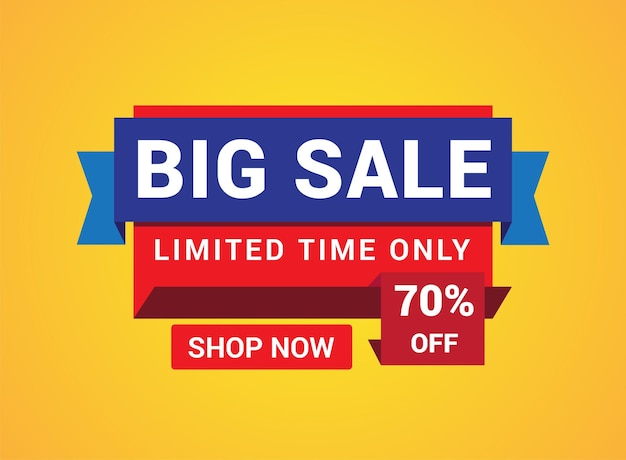Big sale banner template design Limited time Up to 70 off vector illustration