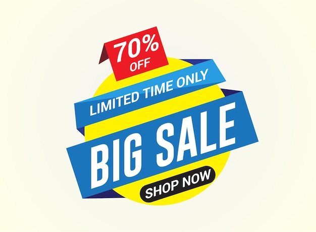 big sale banner template design limited time up to 70 off vector illustration