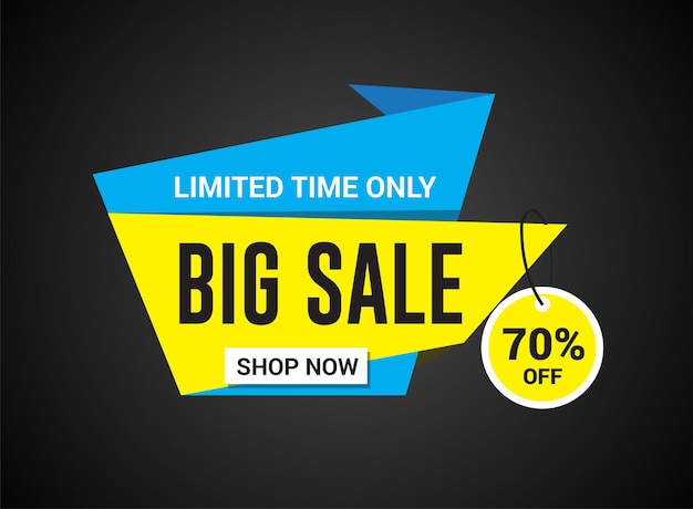 Vector big sale banner template design limited time up to 70 off vector illustration