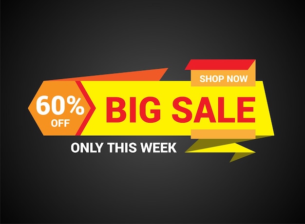 big sale banner template design only this week up to 60 off vector illustration