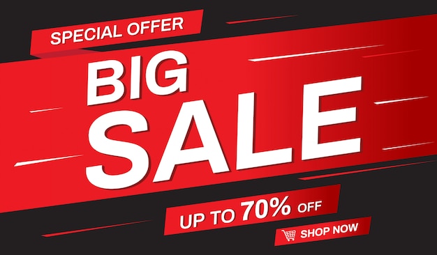 Vector big sale banner template design. special offer.