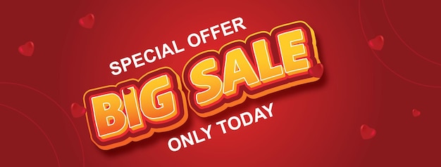 Big sale banner template with editable 3d vector text style