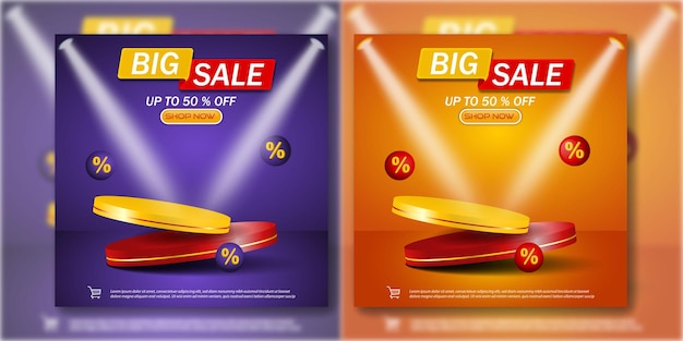 Big sale banner template with podium promotion