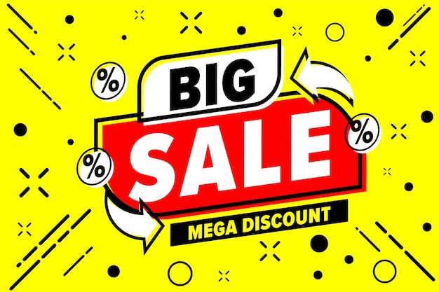 Big sale banner with mega discount special offer